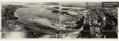 Панорама строительства Рыбинской станции 5 июня 1941 года