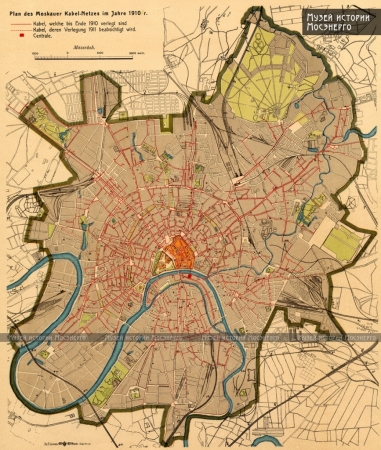 Подпись, Карта электроснабжения потребителей  Москвы в 1910 году