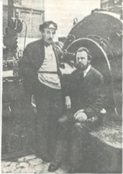 Активные участники событий октября 1917 года председатель завкома с 1923 года М.С. Радин и редактор газеты «Маяк электрификации» К.Ф. Лемберг