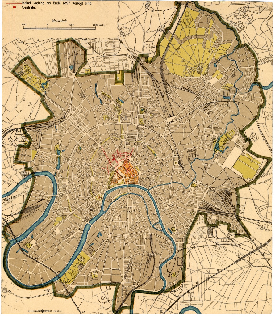 Карта электрификации Москвы, 1897 год